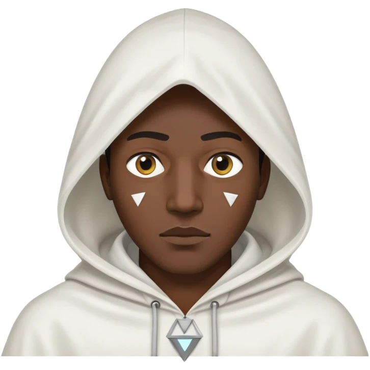 Black man wearing a triangular white hood with only eye holes emoji