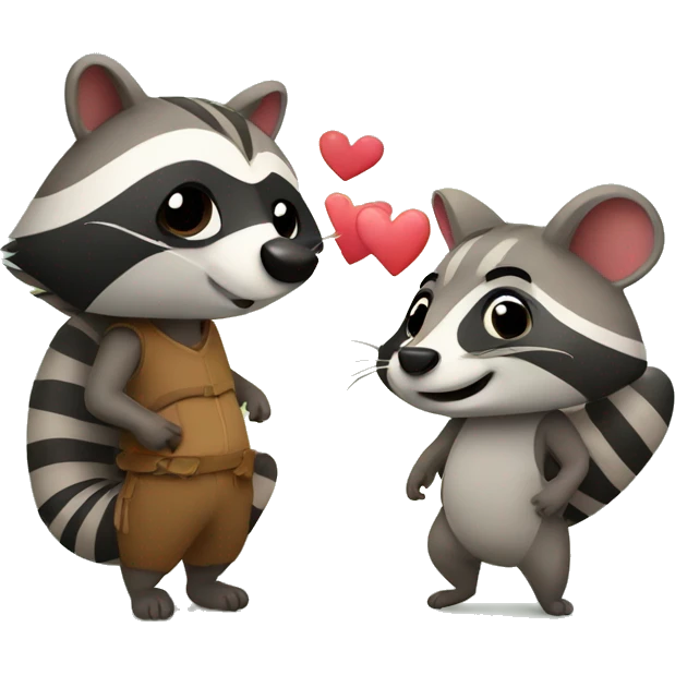 raccoon and armadillo in love emoji