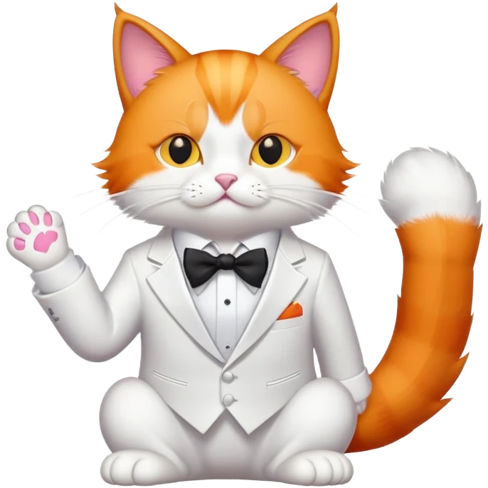 Orange cat with a white tuxedo and white paws with the anime stressed symbol  emoji