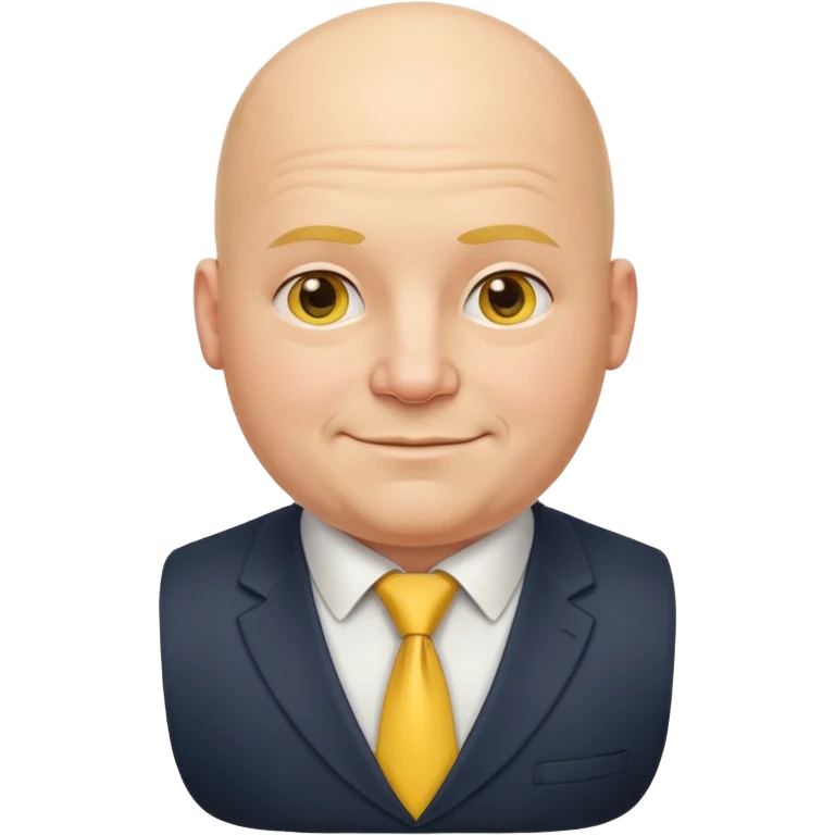 European boss emoji, fat, bald, gentle smile, wearing yellow tie and vest emoji