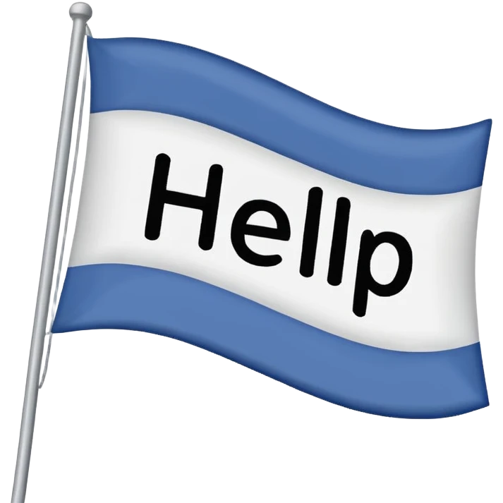 waving flag displaying the word HELP, simple, clear emoji