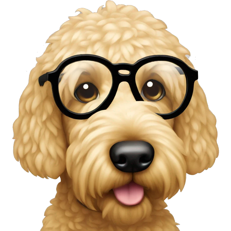 Blonde golden doodle wearing glasses emoji