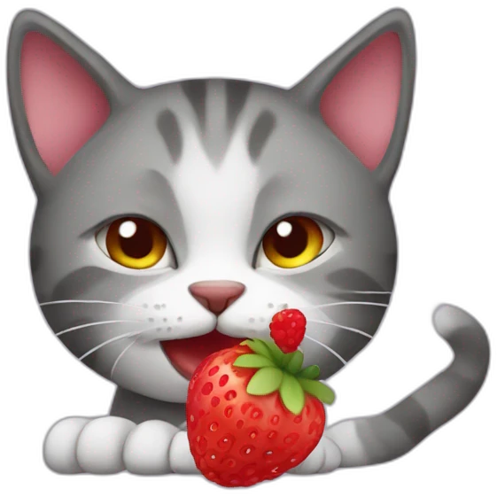 Cat eating berry emoji