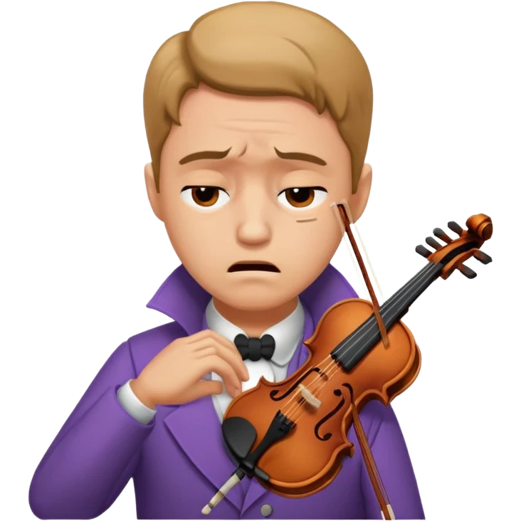 a violinist having a neck strain. he is in pain. emoji