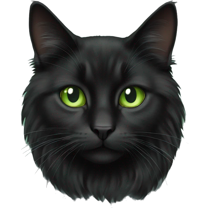 Black long haired cat light green eyes emoji