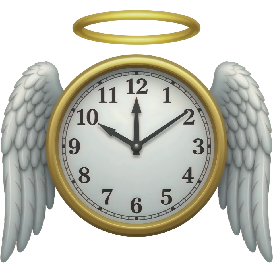 A 'clock with wings and a Halo on its head emoji