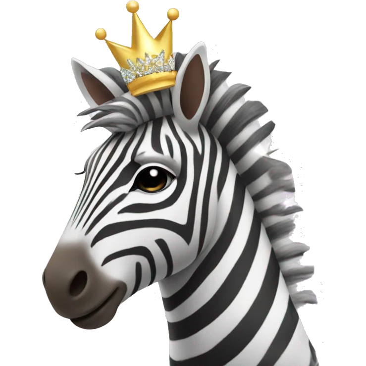Zebra wearing a crown with sparkle stars around it emoji
