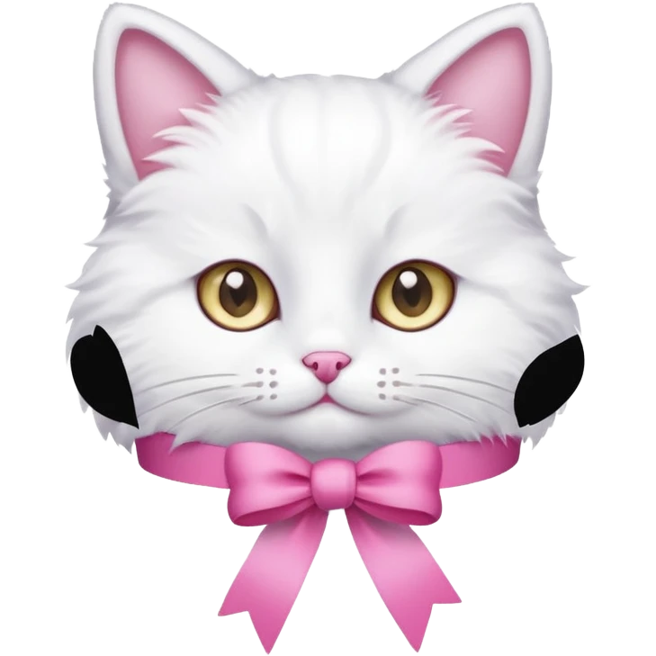 white cat with pink ribbon emoji