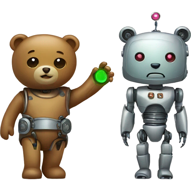 robot and teady bear emoji