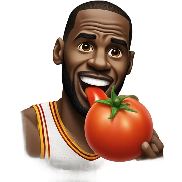 Lebron James licking a tomato emoji