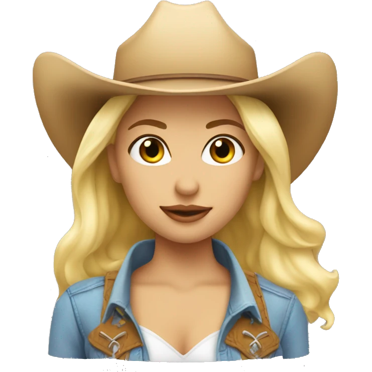 Blonde cowgirl with love heart eyes  emoji