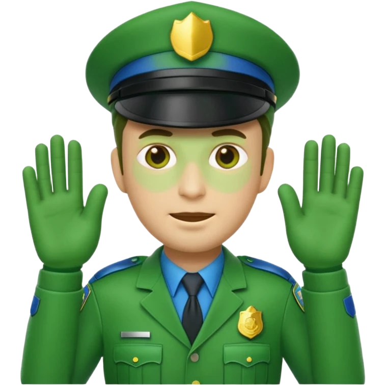 3d emoji man with green police cap and green police suit  emoji