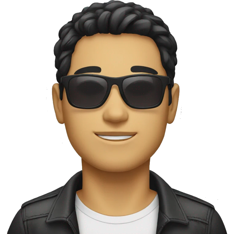 one young man face black hair sunglasses emoji\ emoji
