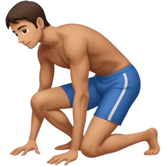 Crawling brunette man on hands and knees from the side eith both knees on the floor Like a dog emoji