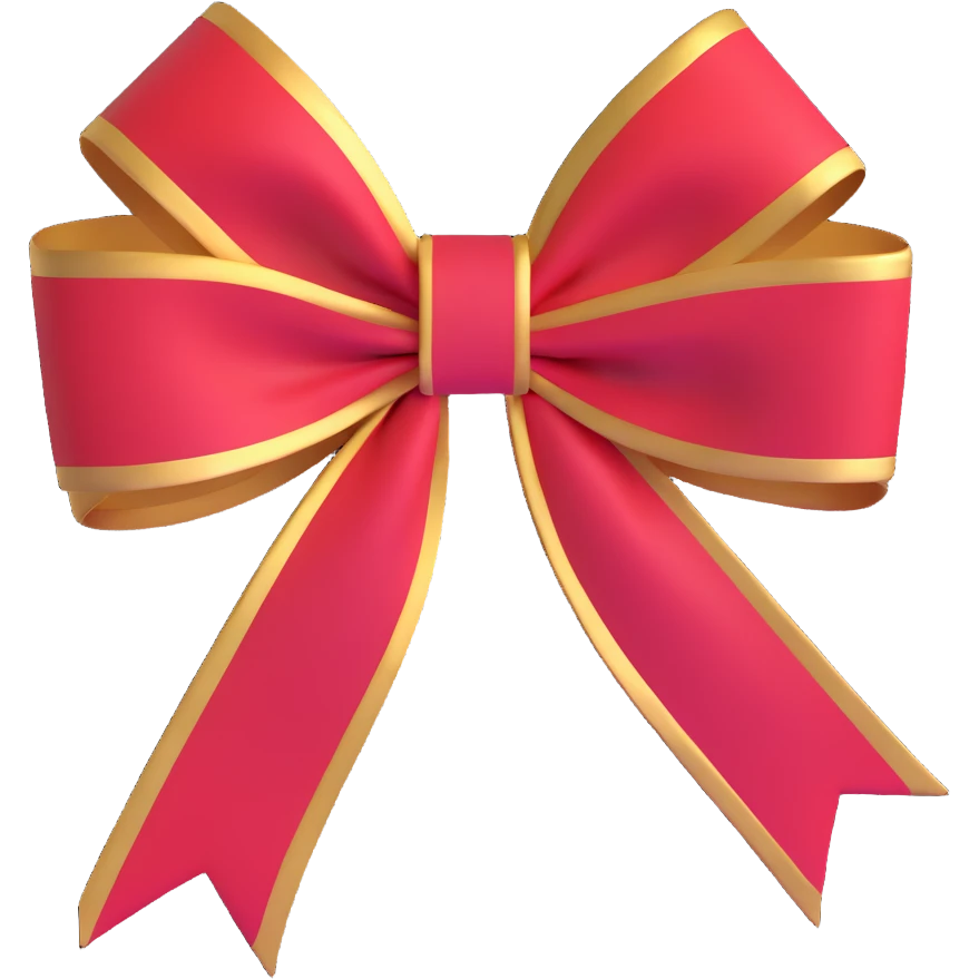 cute red bow with gold trim emoji
