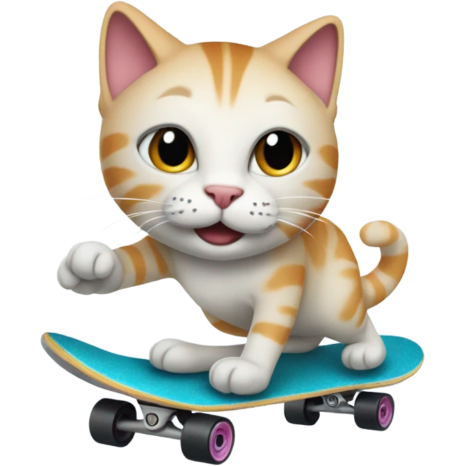 Cat riding a skateboard in The artic emoji