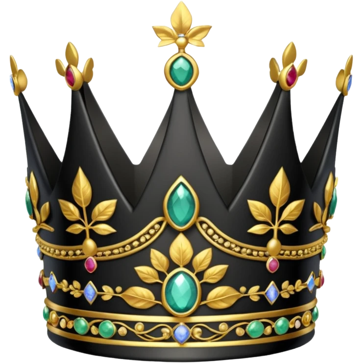 eine schwarze krone mit ein wenigen verzirten goldblätter edelsteine emoji