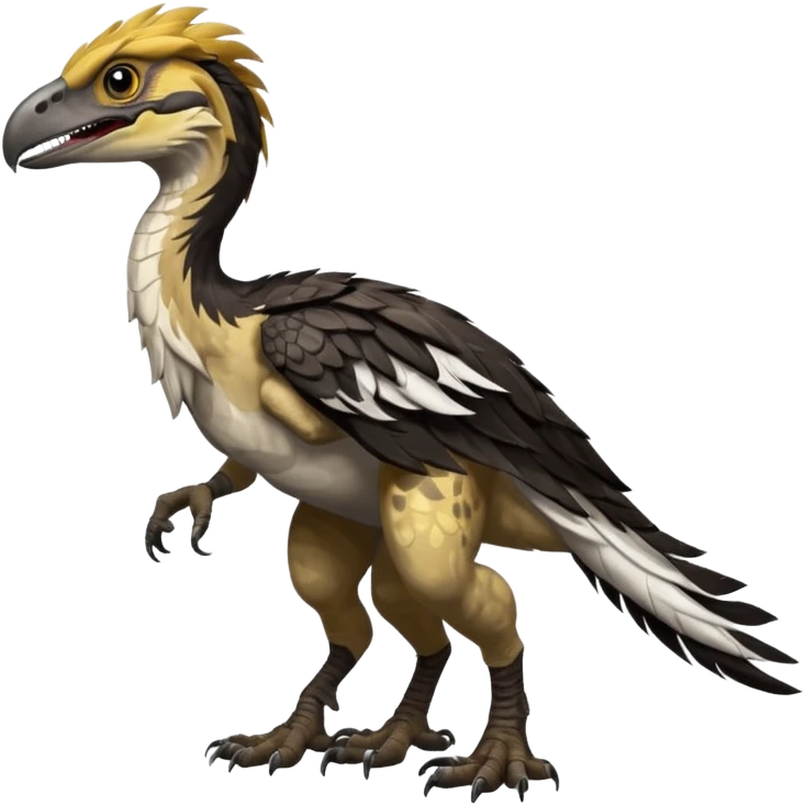 Utahraptor with a lot of feathers and white and black emoji