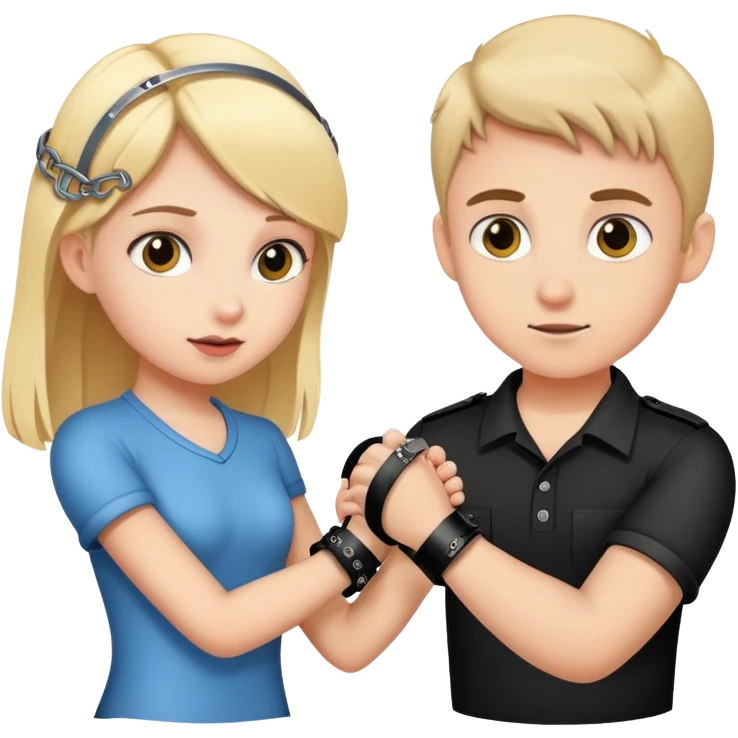 Girl putting handcuffs on boy emoji
