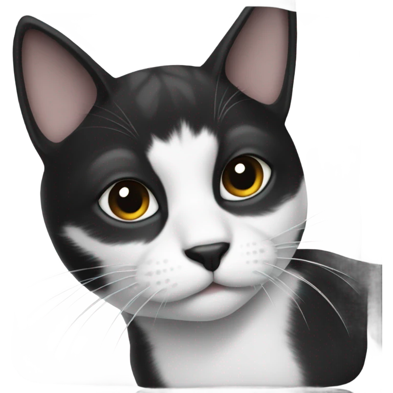 Black and white cat with a black nose emoji