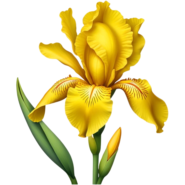 single Bright Yellow Iris, straight stem emoji
