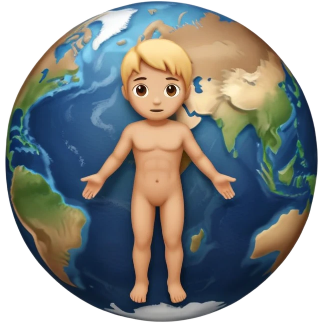 A human figure positioned at the center of the Earth emoji