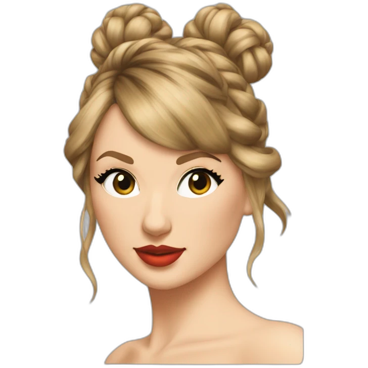 taylor swift showing her bun and face emoji