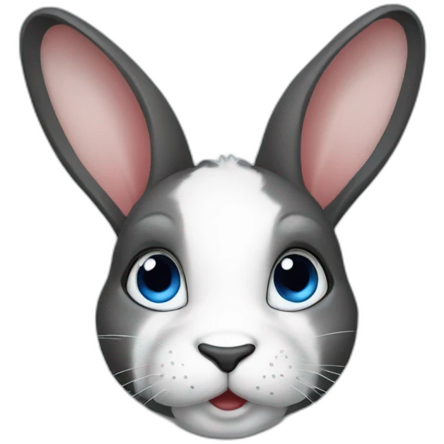 A dutch rabbit with black and blue eyes emoji