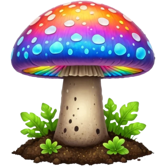 rainbow glowing magic mushroom with dirt emoji