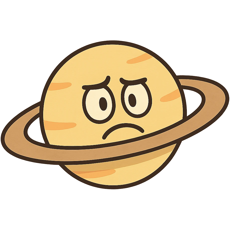 simple icon of Saturn with rings, flat style emoji
