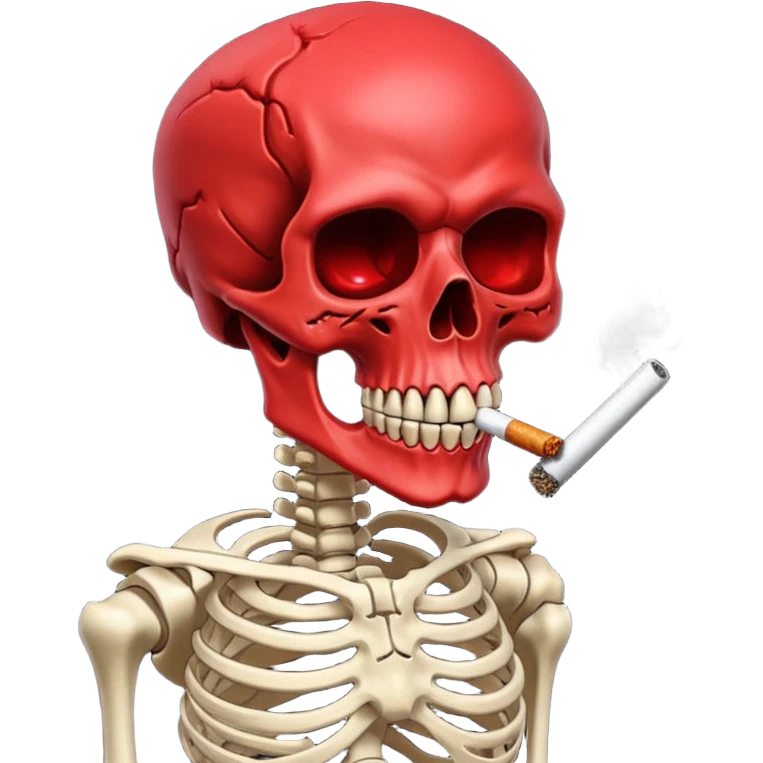 Scary red skull with body and smoking emoji