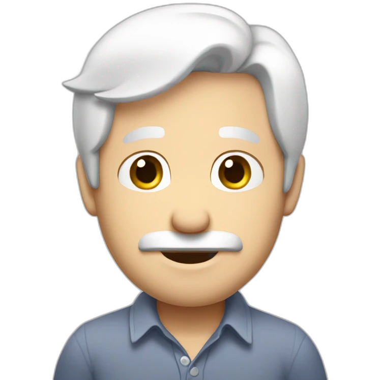 European shy guy with white hair wearing a shirt emoji