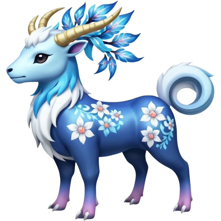 Shiny Glossy Pastel Light Divine Bovine Beautiful Floral Snowy Pretty Absol-Amaura-Suicune-Cobalion-fusion, full body emoji