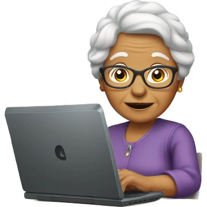 grandma on a computer emoji