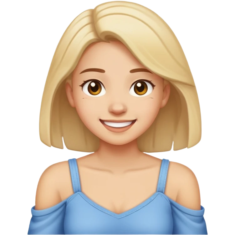 Girl struggling her shoulders, smiling ￼ emoji
