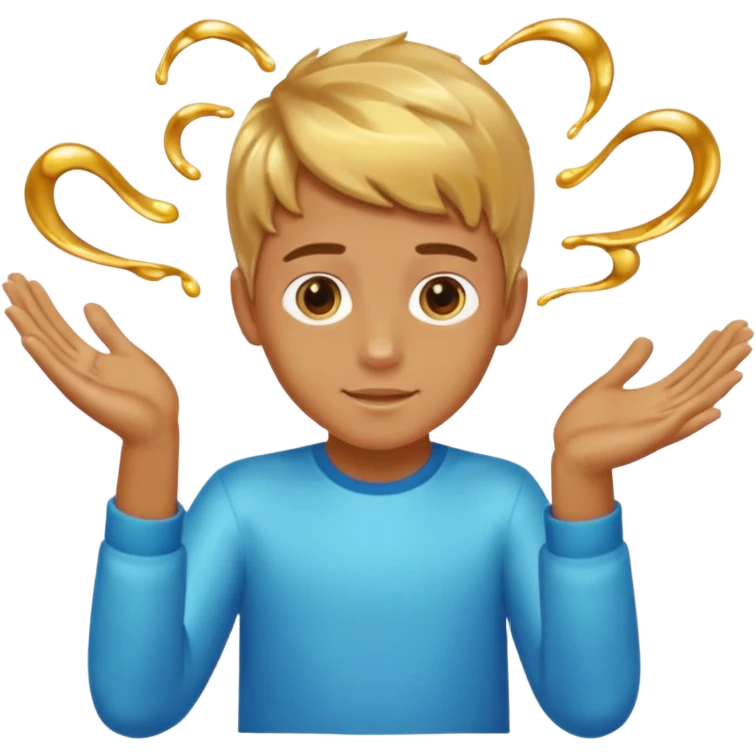 Golden liquid around the dancing boy hands emoji