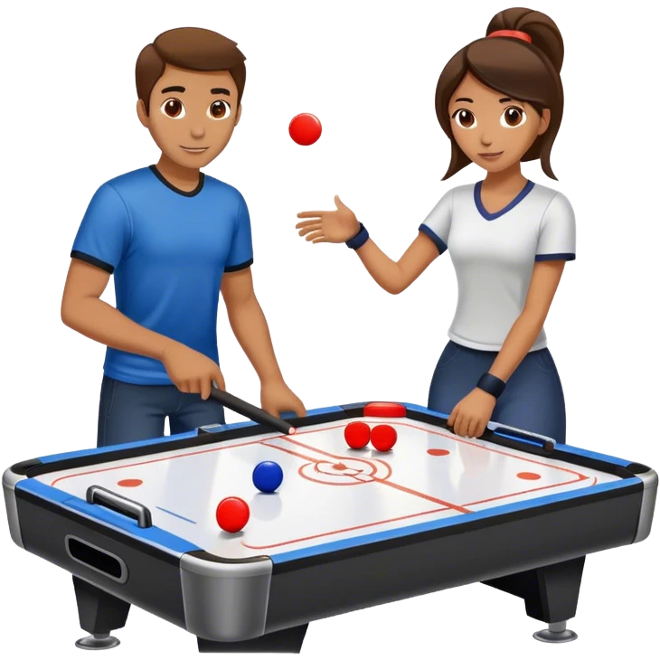 Man and woman playing air hockey  emoji
