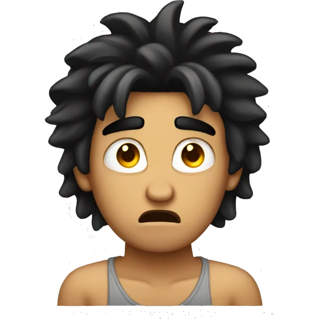 very angry latino guy with longish hair and black hair holding his hands on top of his head  emoji