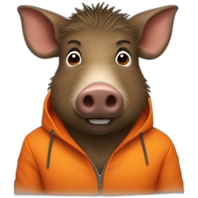 wild boar with orange jacket emoji