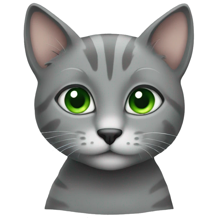 Cute grey cat with green eyes emoji