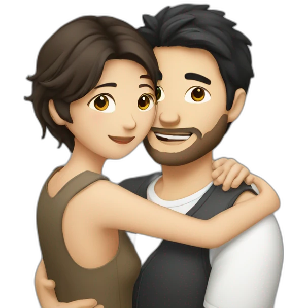 scruffy-brunette-white-man-hugging-asian-woman emoji