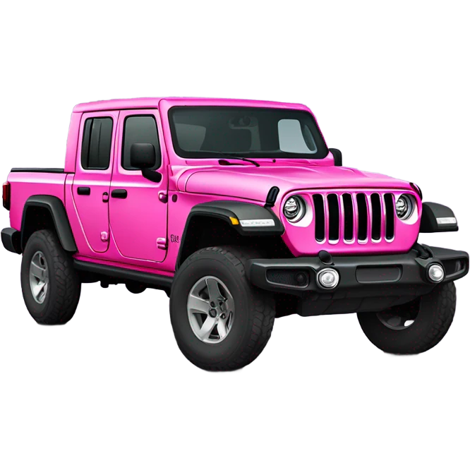 Realistic hot pink to pastel pink ombre Jeep Gladiator truck. emoji