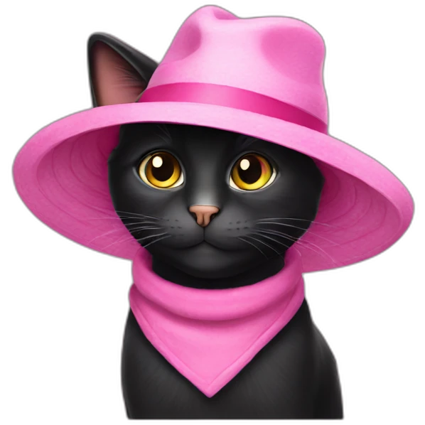 Black cat in a pink hat emoji
