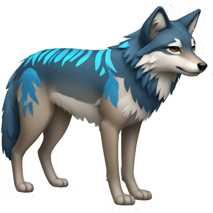 Coywolf With Blue Tribal Markings Full Body emoji