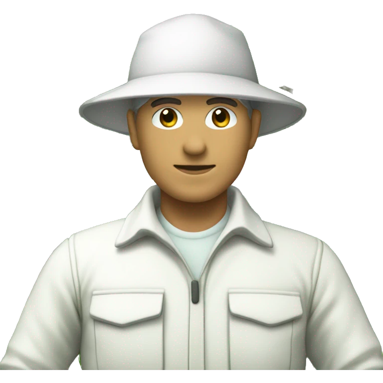 gardener pith helmet jacket white green trees  emoji