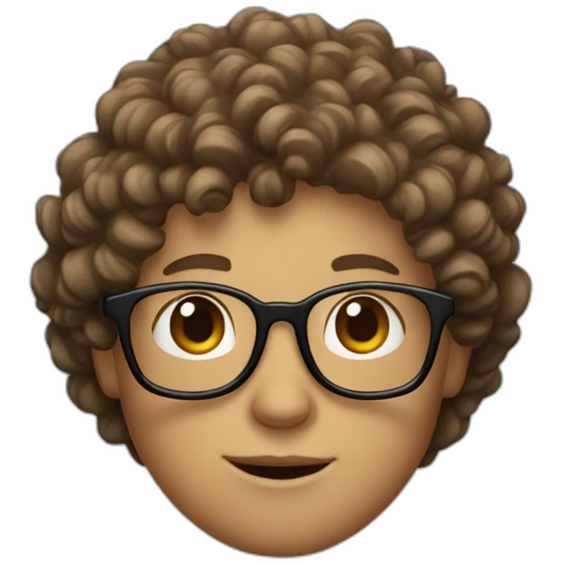 white boy with big head and glases and  brown curly hair emoji