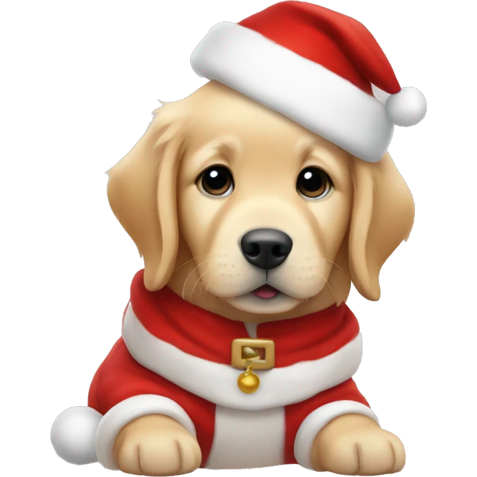 Golden retriever puppy dressed as Santa Claus emoji