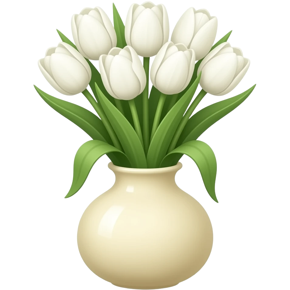white tulips in a light beige vase emoji