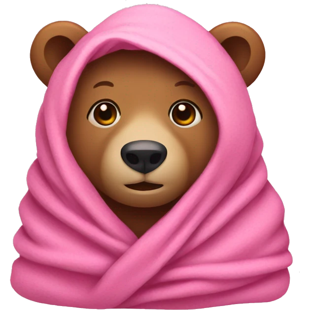 bear wrapped in pink blanket emoji