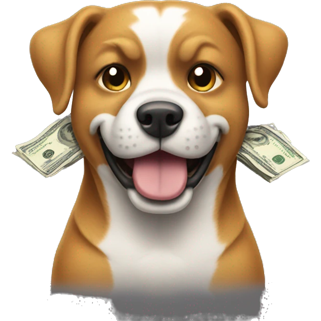 Dog flexing cash emoji